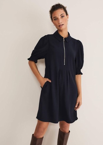 Phase Eight Candice Zip Dress Navy Canada | SBNQHF-768